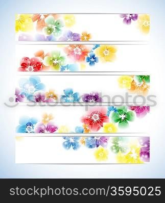 Banners, headers colorful flowers background