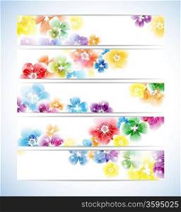 Banners, headers colorful flowers background