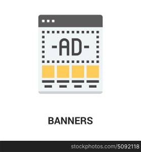 banners icon concept. Modern flat vector illustration icon design concept. Icon for mobile and web graphics. Flat symbol, logo creative concept. Simple and clean flat pictogram