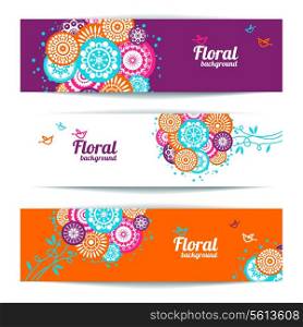 Banners of abstract floral background