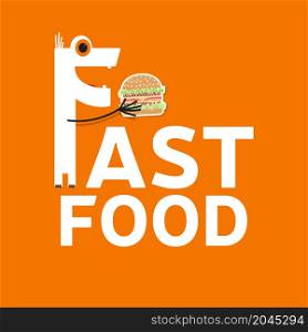 Banners of fast food design.Burger in flat style. Elements on the theme of the restaurant business. Vector illustration.. Banners of fast food design.Burger in flat style.