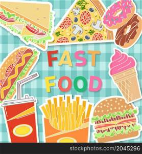 Banners of fast food design.Burger in flat style. Elements on the theme of the restaurant business. Vector illustration. in flat style.. Banners of fast food design.Burger in flat style.