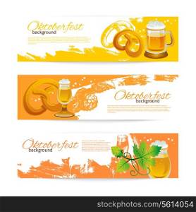 Banners of Oktoberfest beer design. Hand drawn illustrations. Splash blob backgrounds