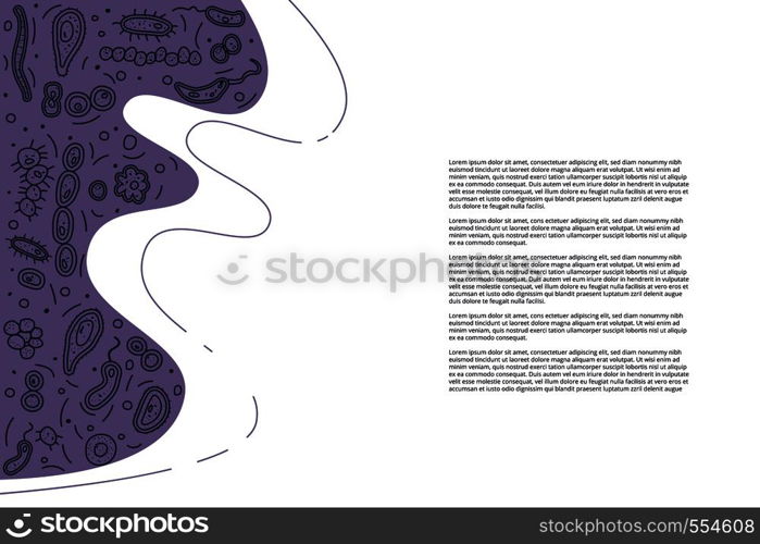 Banners template with sketch microorganisms cells composition. Vector doodle style background.