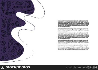 Banners template with sketch microorganisms cells composition. Vector doodle style background.