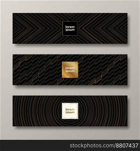 Banners with black and gold pattern vector image