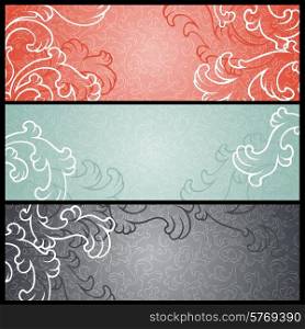 Banners with floral pattern in retro style.
