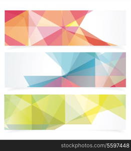 Banners with pattern of geometric shapes.Texture with flow of spectrum effect. Geometric background.