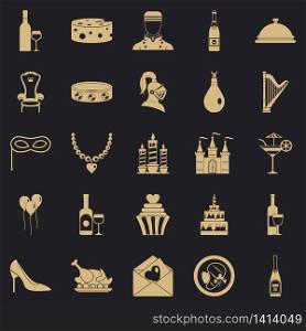 Banquet hall icons set. Simple set of 25 banquet hall vector icons for web for any design. Banquet hall icons set, simple style