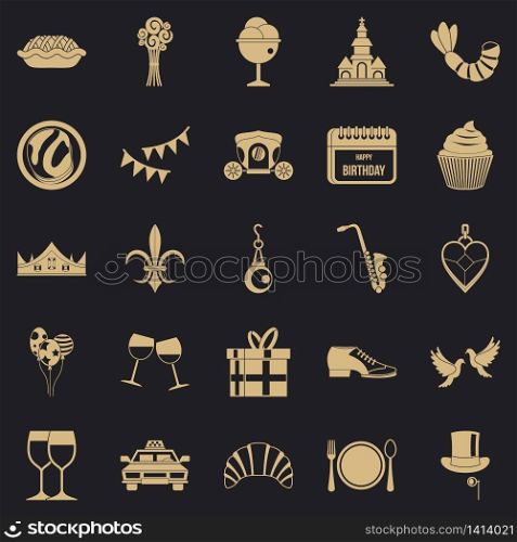 Banquet icons set. Simple set of 25 banquet vector icons for web for any design. Banquet icons set, simple style