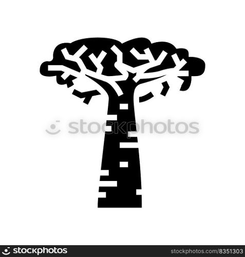 baobab africa tree glyph icon vector. baobab africa tree sign. isolated symbol illustration. baobab africa tree glyph icon vector illustration