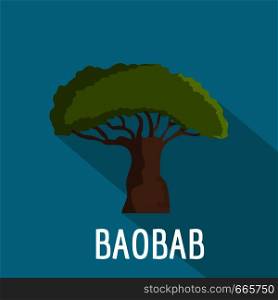 Baobab tree icon. Flat illustration of baobab tree vector icon for web. Baobab tree icon, flat style