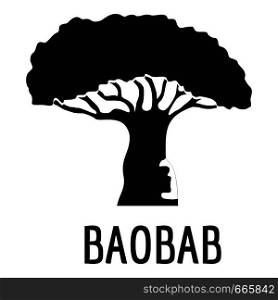 Baobab tree icon. Simple illustration of baobab tree vector icon for web. Baobab tree icon, simple black style