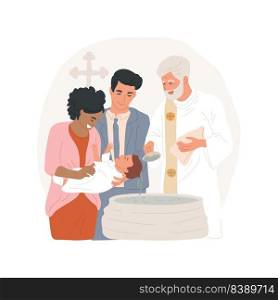 Baptism isolated cartoon vector illustration. Religious Holy days, priest making Baptism sacrament in the church, Catholic observances and practices, traditional rituals vector cartoon.. Baptism isolated cartoon vector illustration.