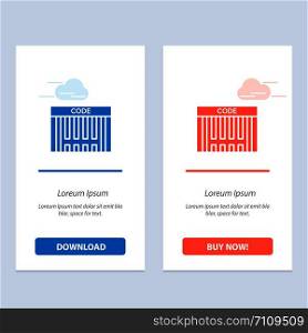 Bar, Barcode, Code, Shopping Blue and Red Download and Buy Now web Widget Card Template