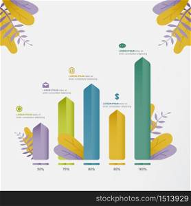Bar Chart Graph Diagram Statistical Business Infographic Illustration with Nature Leaf