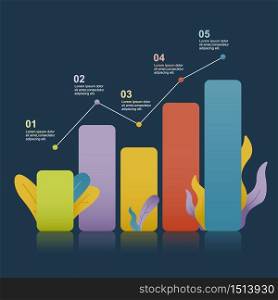 Bar Chart Graph Diagram Statistical Business Infographic Illustration with Nature Leaf