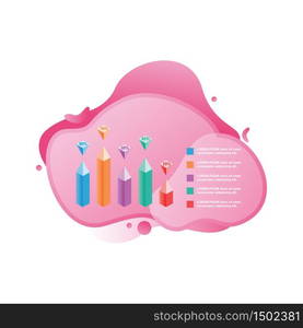 Bar Chart Graph Statistical Business Infographic in Gradient Fluid Liquid