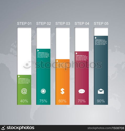 Bar Chart Graph Steps Diagram Statistical Business Infographic Illustration