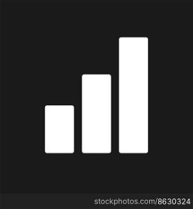 Bar chart pixel dark mode glyph ui icon. Data visualization tool. User interface design. White silhouette symbol on black space. Solid pictogram for web, mobile. Vector isolated illustration. Bar chart pixel dark mode glyph ui icon
