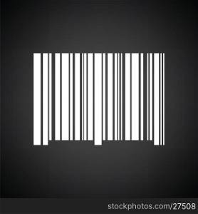 Bar code icon. Black background with white. Vector illustration.