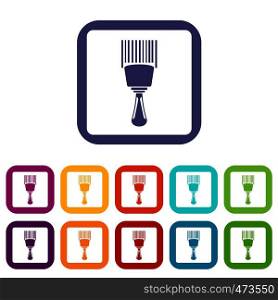 Bar code scanner icons set vector illustration in flat style In colors red, blue, green and other. Bar code scanner icons set flat