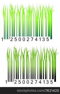 Bar code with fresh green grass for conceptual design