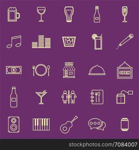 Bar color line icons on purple background, stock vector