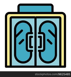 Bar door icon outline vector. Front exterior. Wood glass color flat. Bar door icon vector flat