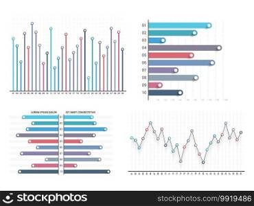 Bar graph and line graph templates, business infographics, vector eps10 illustration. Bar and Line Charts