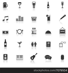 Bar icons with reflect on white background, stock vector
