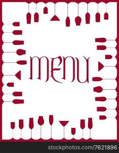 Bar menu background with goblets and wine glasses