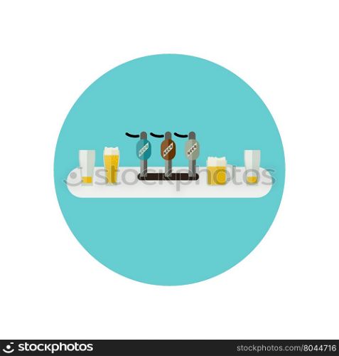 Bar Restaurant counter icon with beer in flat style.