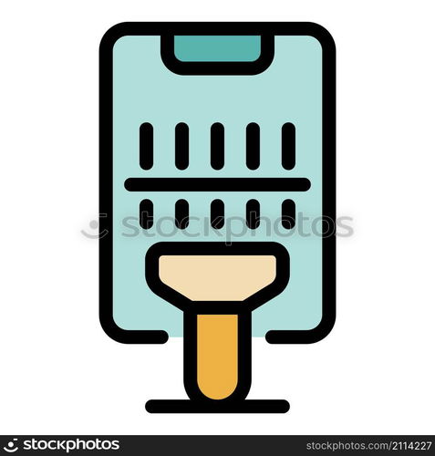 Bar scanner icon. Outline bar scanner vector icon color flat isolated. Bar scanner icon color outline vector