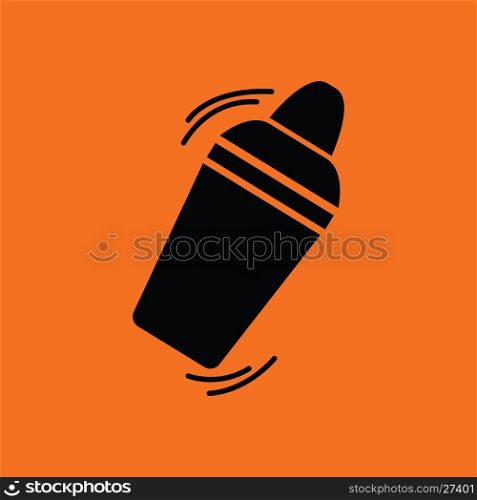 Bar shaker icon. Orange background with black. Vector illustration.