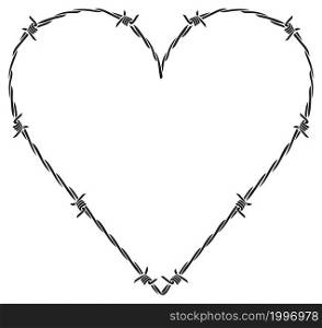 Barb or barbed wire heart vector illustration