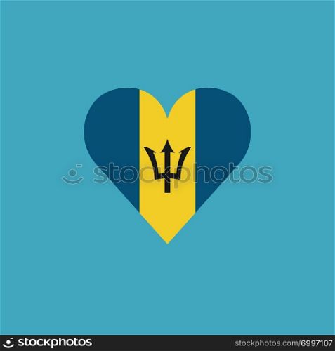 Barbados flag icon in a heart shape in flat design. Independence day or National day holiday concept.