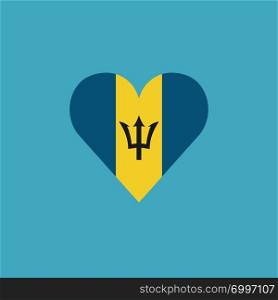 Barbados flag icon in a heart shape in flat design. Independence day or National day holiday concept.