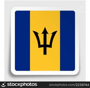 BARBADOS flag icon on paper square sticker with shadow. Button for mobile application or web. Vector