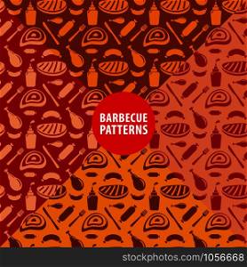 barbecue and grilled meat seamless patterns. grilled meat seamless patterns