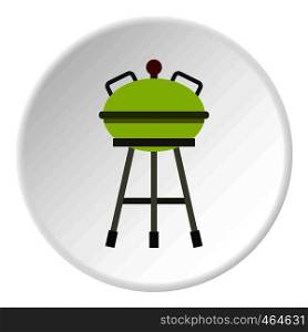 Barbecue grill icon in flat circle isolated vector illustration for web. Barbecue grill icon circle