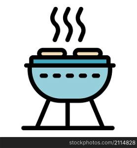 Barbecue grill icon. Outline barbecue grill vector icon color flat isolated. Barbecue grill icon color outline vector