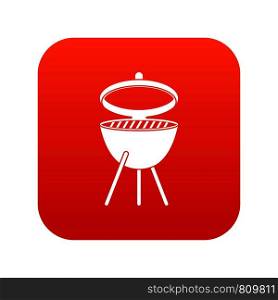 Barbecue icon digital red for any design isolated on white vector illustration. Barbecue icon digital red