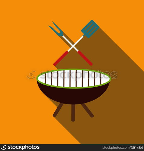 Barbecue icon. Flat illustration of barbecue vector icon for web. Barbecue icon, flat style