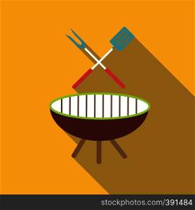 Barbecue icon. Flat illustration of barbecue vector icon for web. Barbecue icon, flat style
