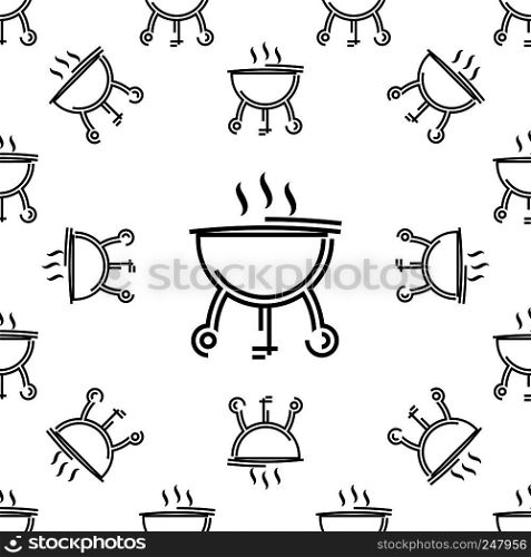 Barbecue Icon, Food Grill Seamless Pattern Vector Art Illustration