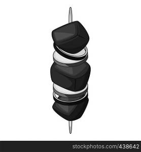 Barbecue kebab on a skewer icon in monochrome style isolated on white background vector illustration. Barbecue kebab on a skewer icon monochrome