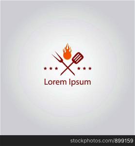 Barbecue party icon logo design, bbq grill vector, restaurant fast food illustration.