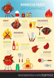 Barbecue Party Infographics. Barbecue party infographics drawing different icons of food and drinks vector illustration