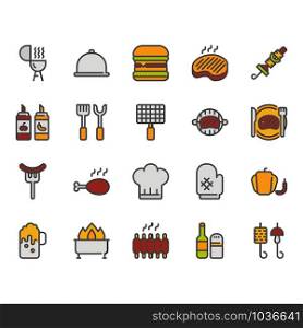Barbecue related icon set.Vector illustration